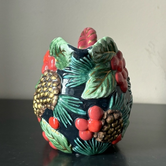 Fitz & Floyd Hand Crafted Holiday Mug Pine Cones Holly Ivy Tassles EUC - Picture 6 of 7